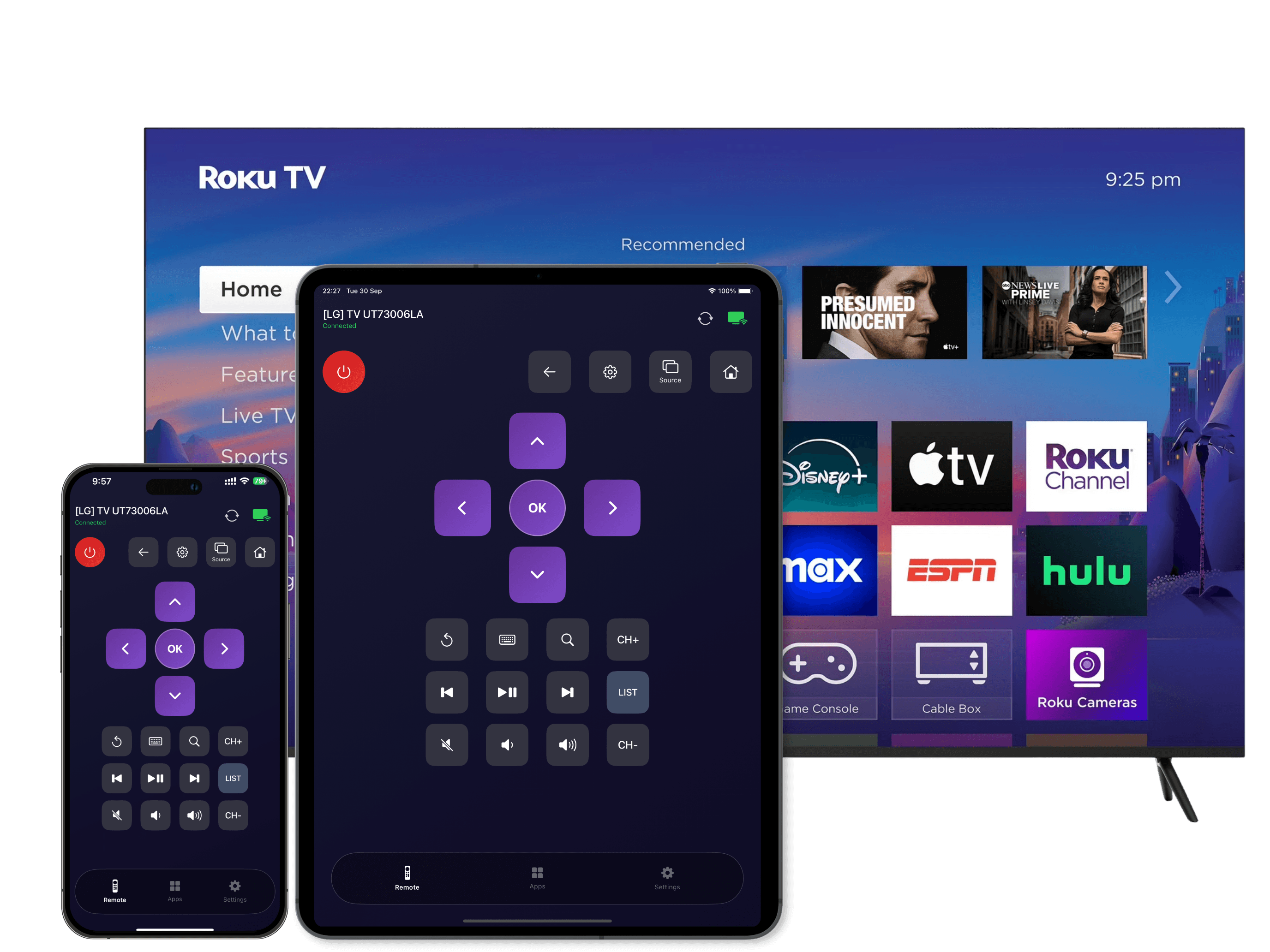 Universal TV Remote app on iPhone and iPad with Roku TV